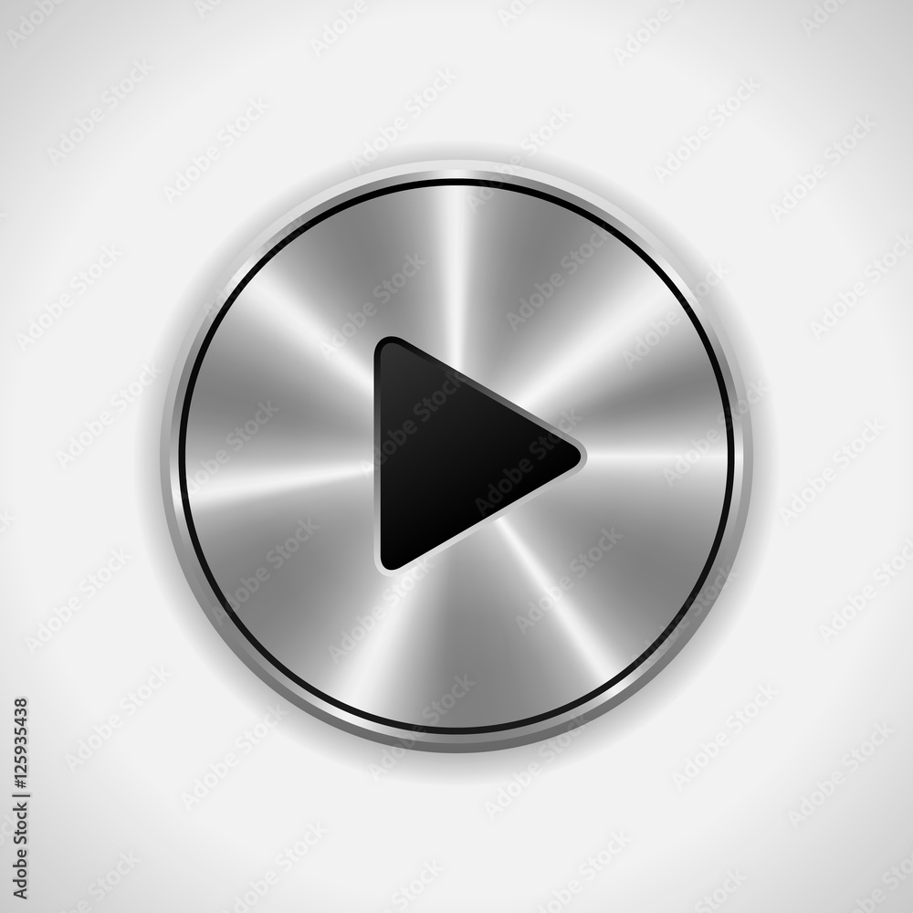 Realistic Play metal button. Vector eps10. Isolated Realistic Play metal button. Vector eps10. Isolated