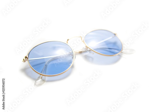 Isolated retro blue round sunglasses