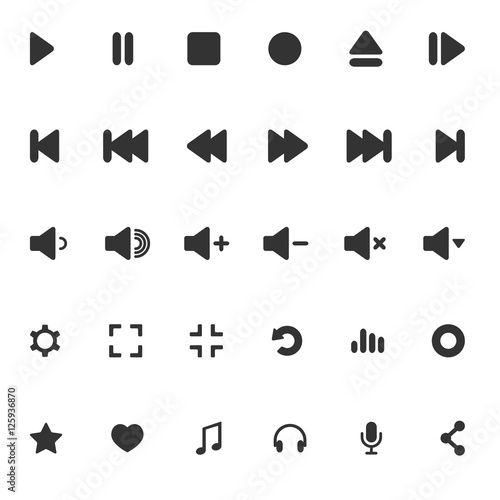 Media Player Icons Set. Multimedia. Isolated. Vector Illustratio