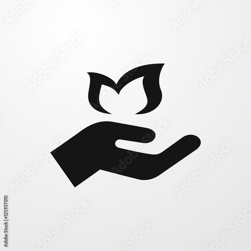 leaf in hand icon illustration