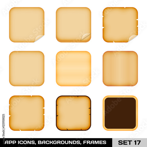 Set Of Colorful App Icon Frames, Templates, Backgrounds. Set 17.