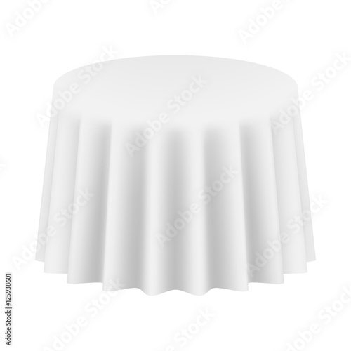 Empty Round Table Cloth. Isolated. Vector Illustration