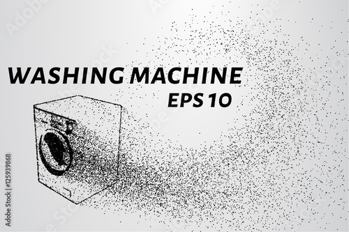 Washing machine made up of particles. Washing machine consists of small circles and dots. Vector illustration