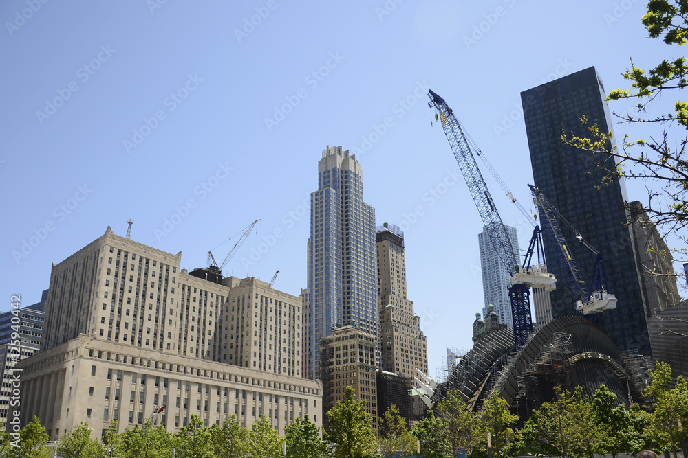 Naklejka premium New York City USA Skyline Big Apple construction station