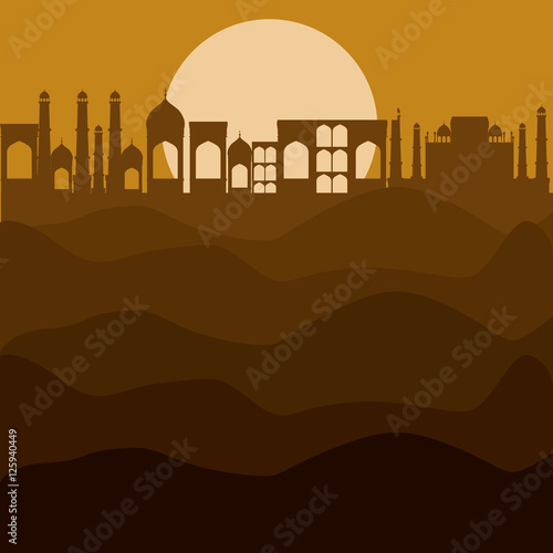 City sun and desert icon. Nature dry land outdoor and safari theme. Vector illustration
