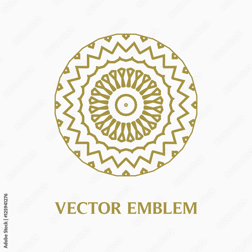 Fototapeta premium Logo design template, creative monogram, abstract round emblem, mono line decorative icon, vector illustration