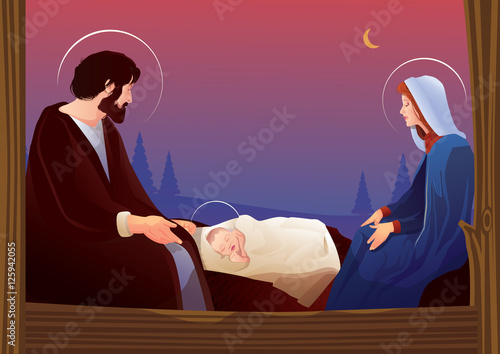 Nativity scene with Holy Family