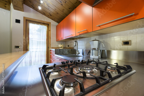  modern kitchen counter and stove