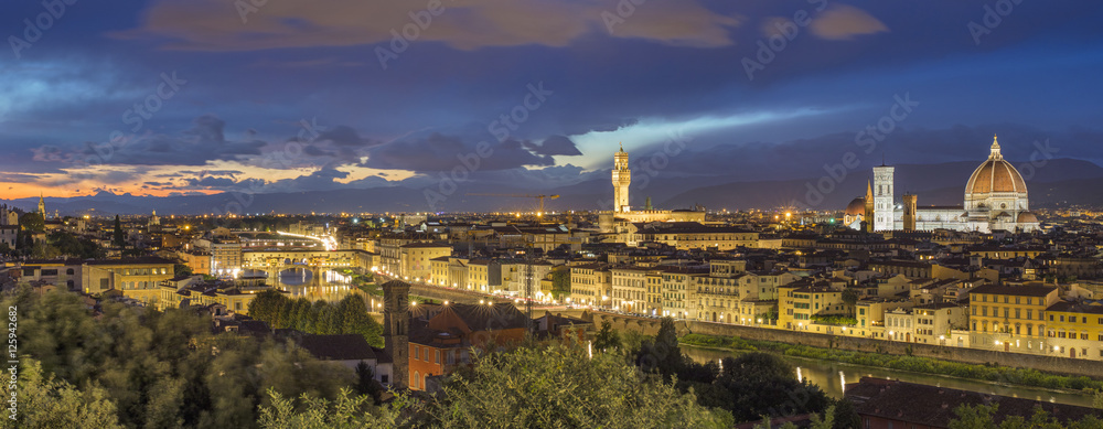 panorama of night Florence in the night twilight