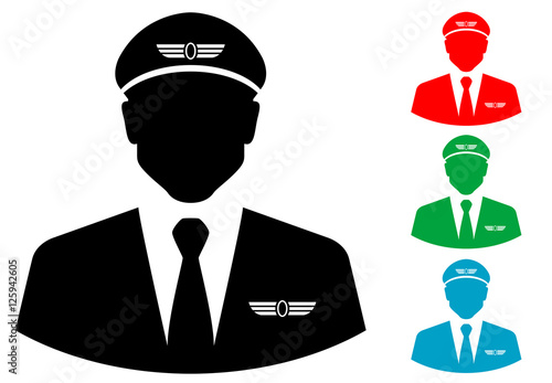Icono plano silueta piloto aviacion varios colores