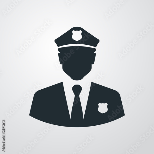 Icono plano silueta policia en fondo degradado