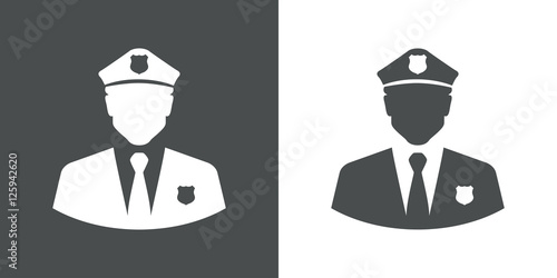 Icono plano silueta policia gris