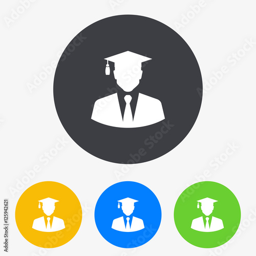 Icono plano silueta profesor universidad en circulo varios colores