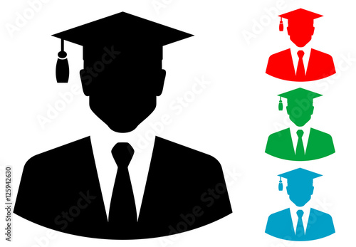Icono plano silueta profesor universidad varios colores