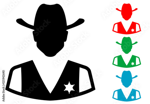 Icono plano silueta sheriff varios colores