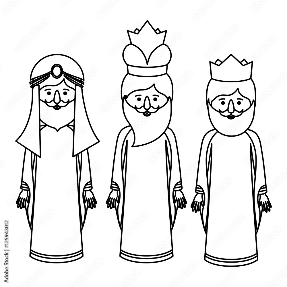 The three wisemen cartoons icon. Happy epiphany day holy night and christmas theme. Colorful design. Vector illustration The three wisemen cartoons icon. Happy epiphany day holy night and christmas theme. Colorful design. Vector illustration