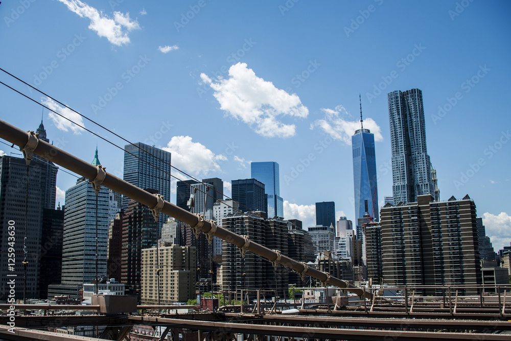 Obraz premium Nowy Jork USA Skyline widok z Brooklyn Bridge
