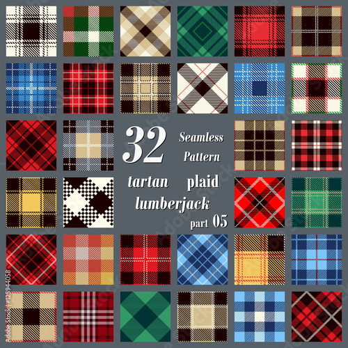 Set Tartan Seamless Pattern.