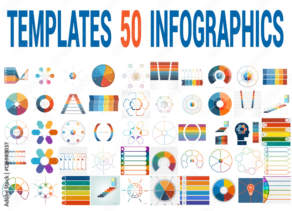 50 Vector Templates for Infographics for six positions.