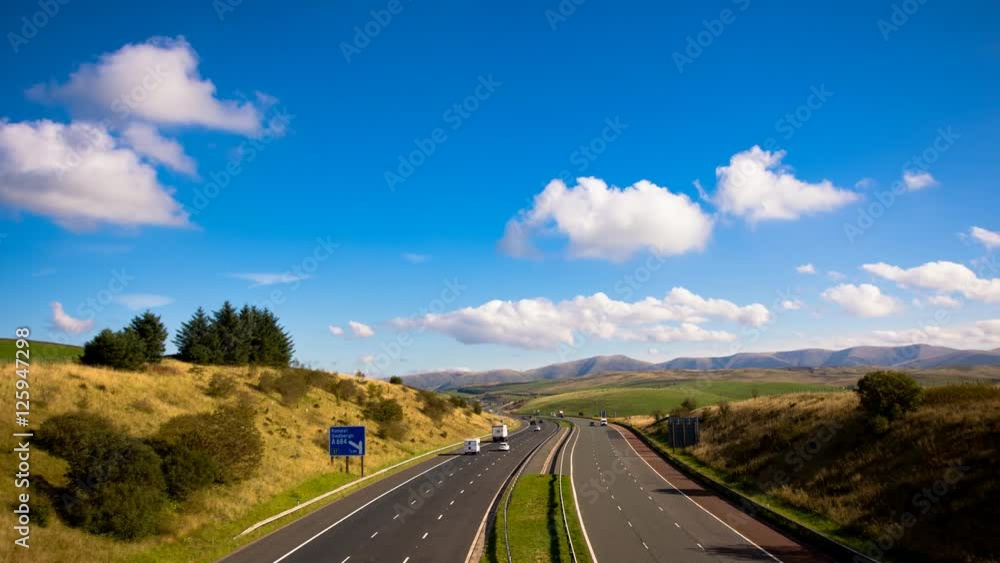 Traffic, sky and clouds. Timelapse near M6, junction 37 Traffic, sky and clouds. Timelapse near M6, junction 37