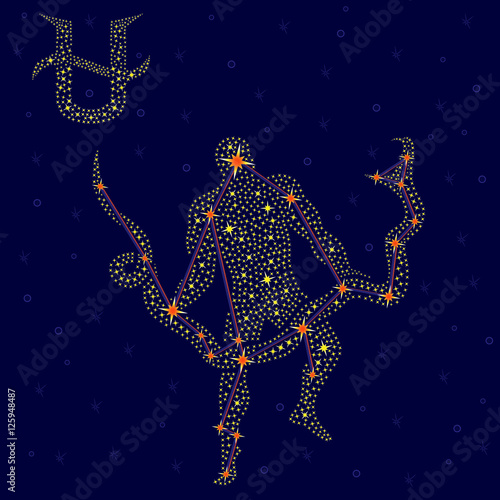 Alternative Zodiac sign Ophiuchus over starry sky