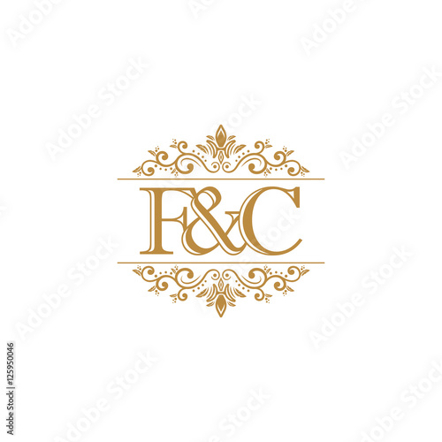 F&C Initial logo. Ornament gold
