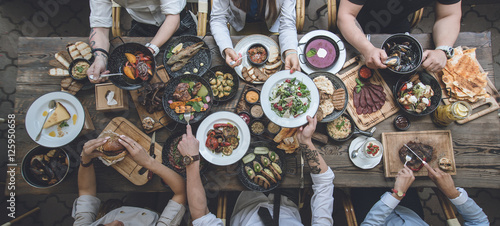 Obraz na płótnie table with food, top view