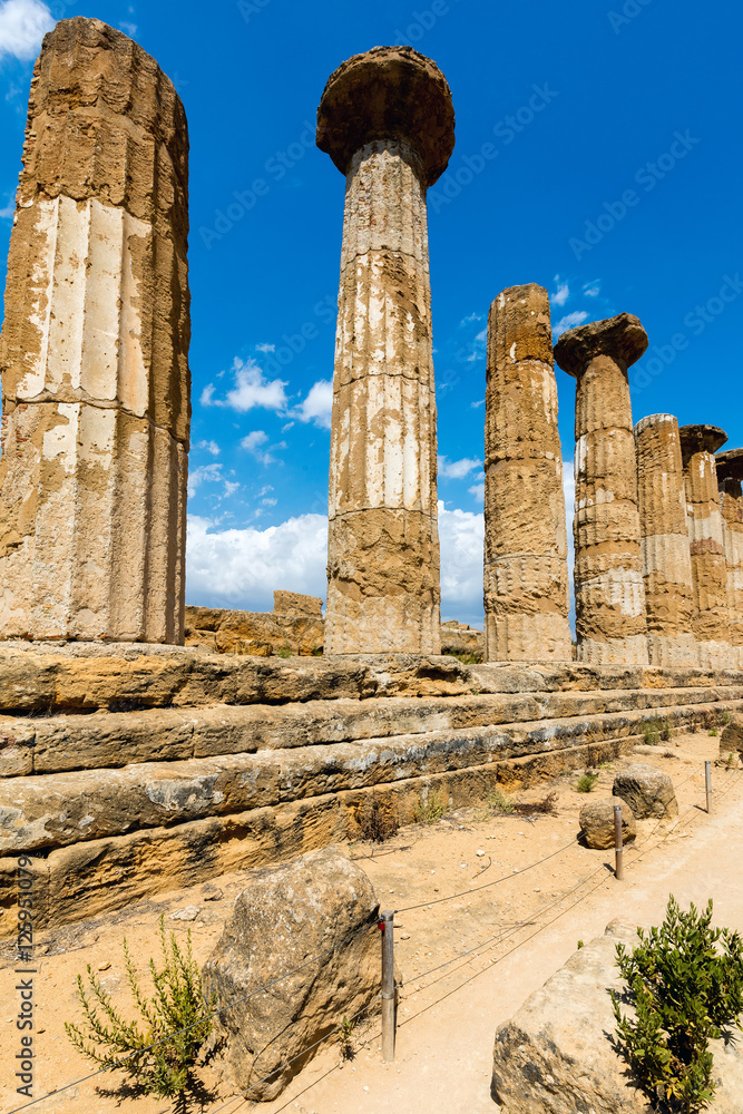 Ancient Greek Temple of Heracles in Agrigento, Sicily, built in the archaic Doric style, dated back to the 6th century BC.