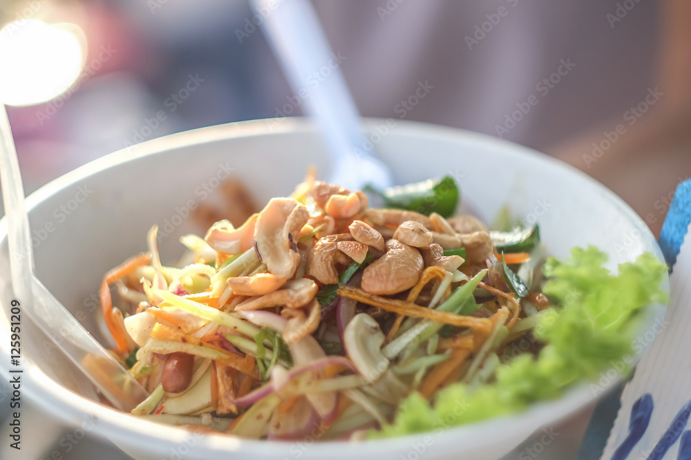 soft focus Spicy seafood salad soft focus Spicy seafood salad