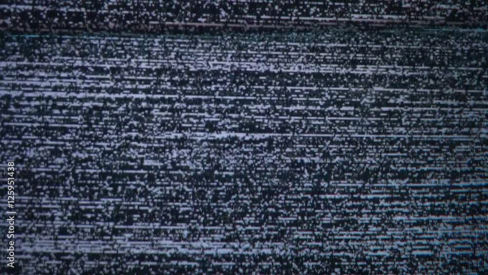 A flickering, analog TV signal. VHS retro recording video cassettes, TV