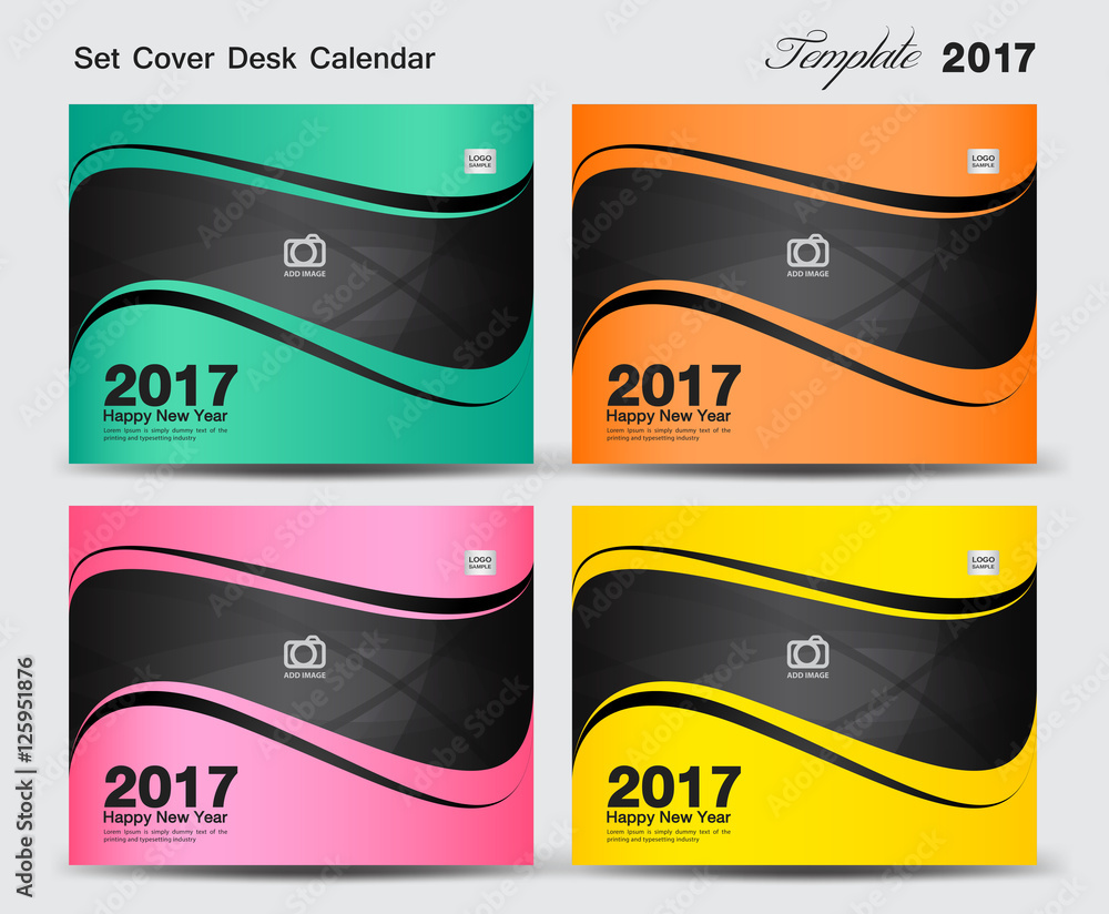 Cover Desk Calendar 2017 Year Set Cover Design Flyer Template Stock