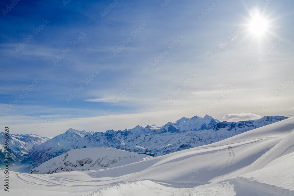 Beautiful mountain landscape. Winter mountains panorama Beautiful mountain landscape. Winter mountains panorama