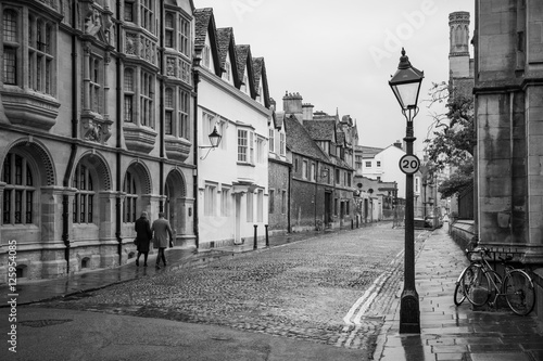 Street in Oxford on rainy day