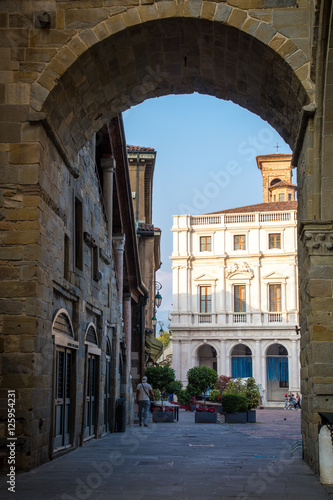 Arched entrance to Piazza Vecchia, Bergamo, Italy © ancymonek