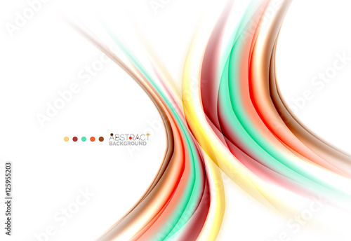 Multicolored lines on white, motion concept abstract background