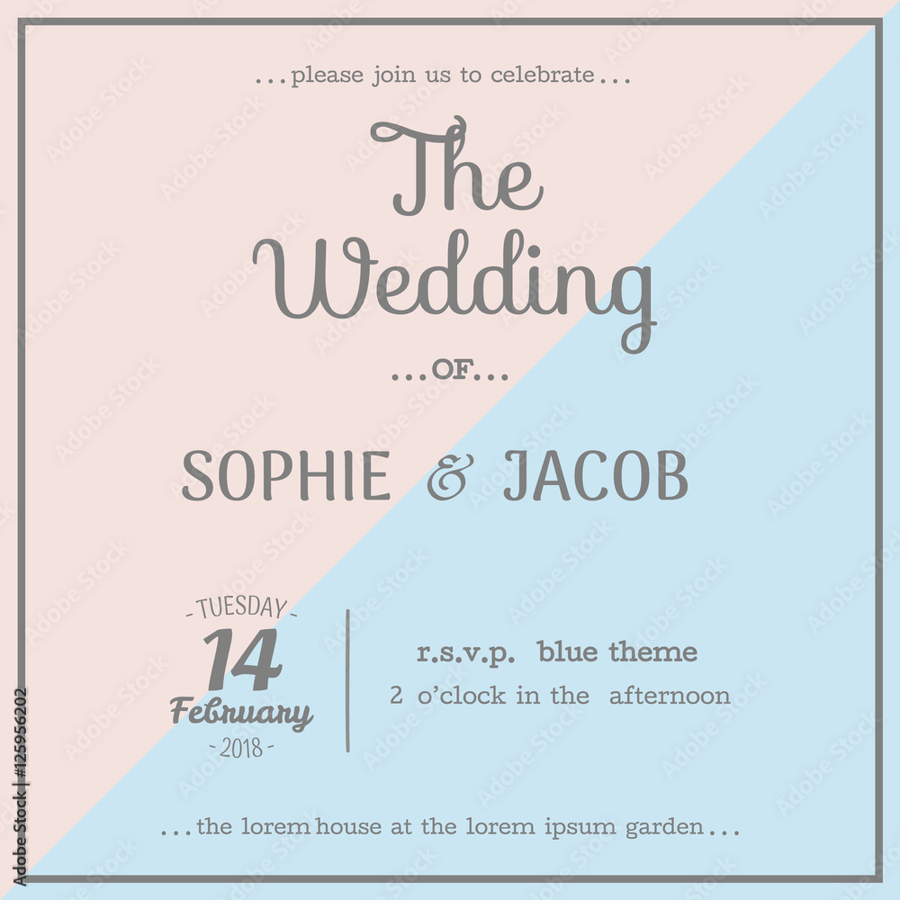 Wedding invitation vintage card 21 x 21 cm