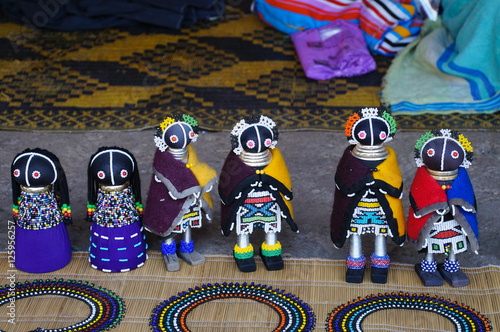 African unique rag dolls in traditional handmade clothes for sel