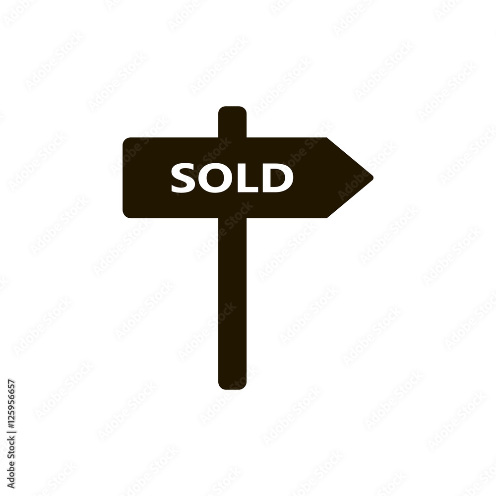Vector icon - illustration of sold sign isolated on white Vector icon - illustration of sold sign isolated on white