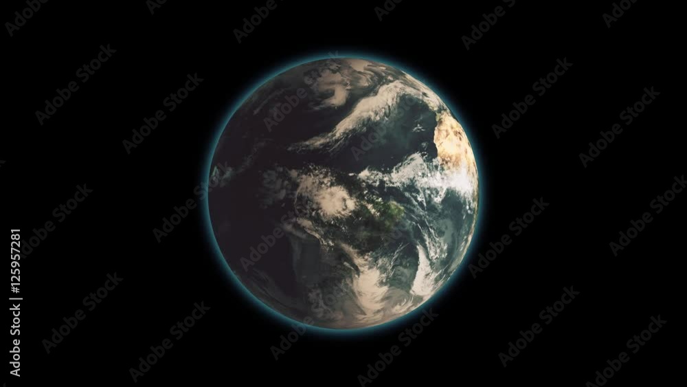 Realistic Earth Rotating on Black (Loop). Globe is centered in frame, with correct rotation in seamless loop. Texture map courtesy of NASA. Realistic Earth Rotating on Black (Loop). Globe is centered in frame, with correct rotation in seamless loop. Texture map courtesy of NASA.