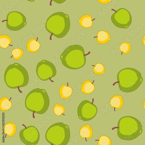 Fototapeta Naklejka Na Ścianę i Meble -  Seamless pattern with cartoon apples. Fruits repeating background. Endless print texture. Fabric design. Wallpaper 581