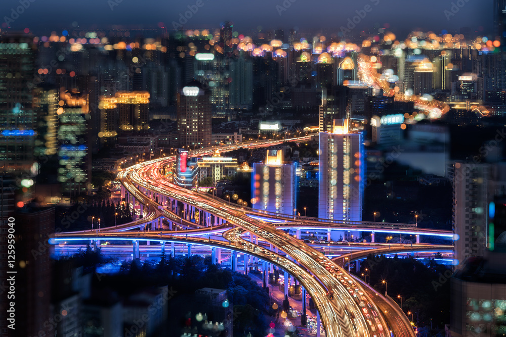 modern city with highway interchange modern city with highway interchange
