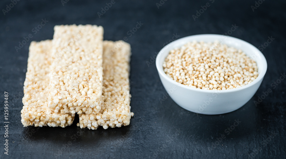 Slate slab with fresh made Quinoa Bars (selective focus) Slate slab with fresh made Quinoa Bars (selective focus)