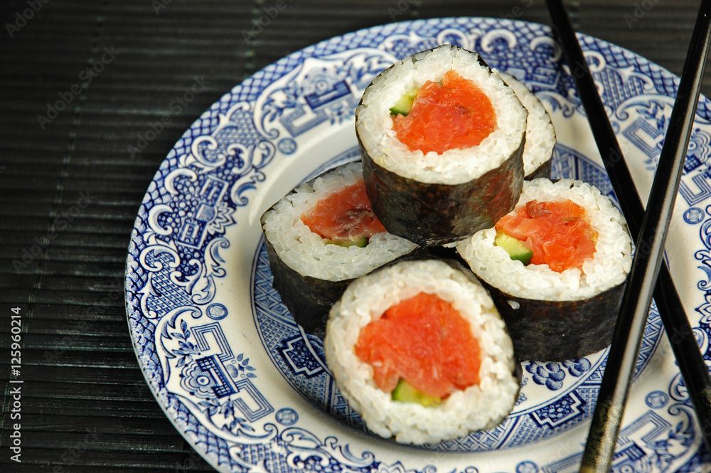 Sushi on Traditional plate