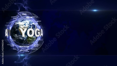 YOGA Text Animation and Earth, with Keywords, Loop, 4k
 photo