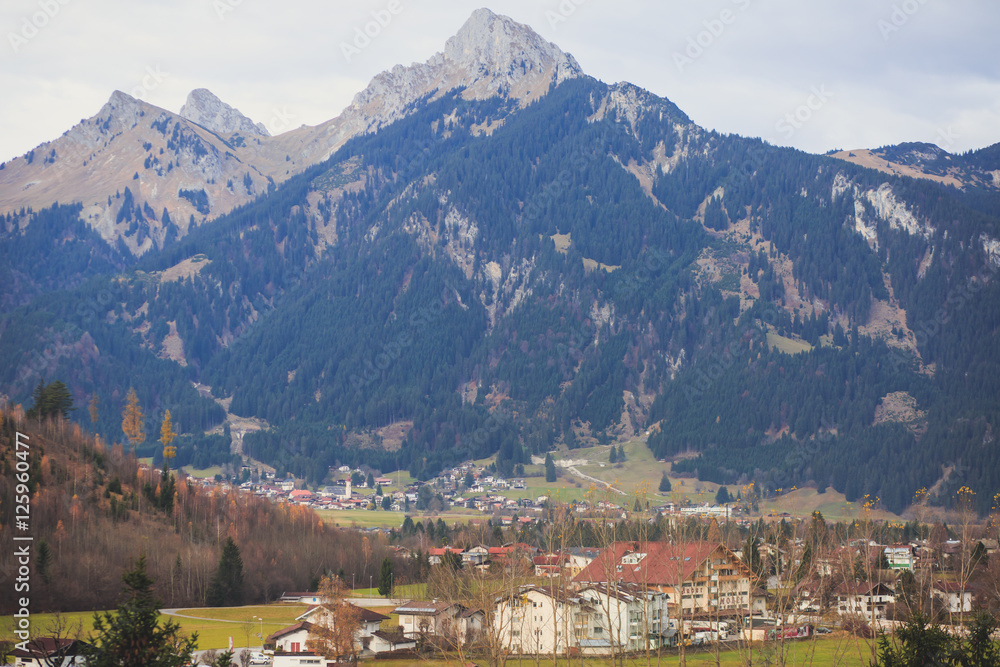 Picture of classic beautiful vibrant Austrian landscape mountain
