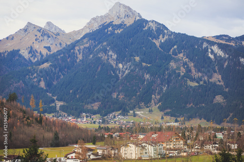 Picture of classic beautiful vibrant Austrian landscape mountain