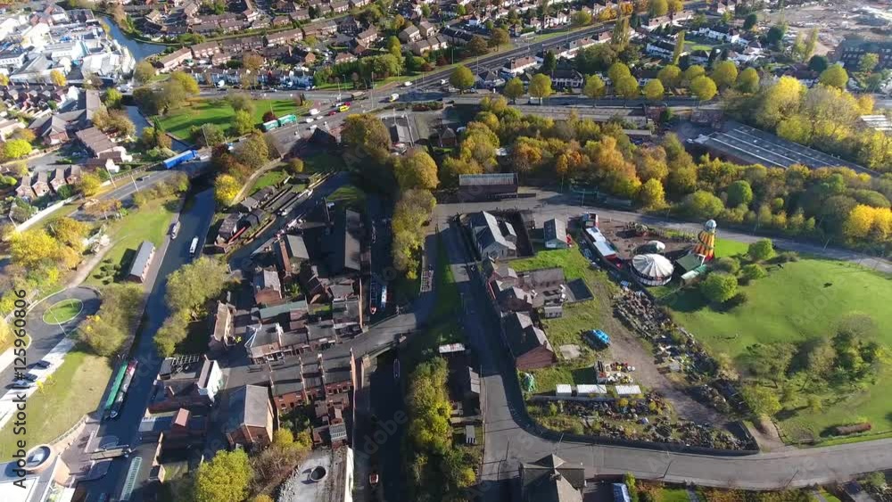 Aerial shot of the Black Country Living Museum area of Dudley, West Midlands.