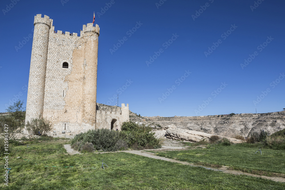 Castle of Almohad origin of the century XII, take in Alcala del Jucar, Spain