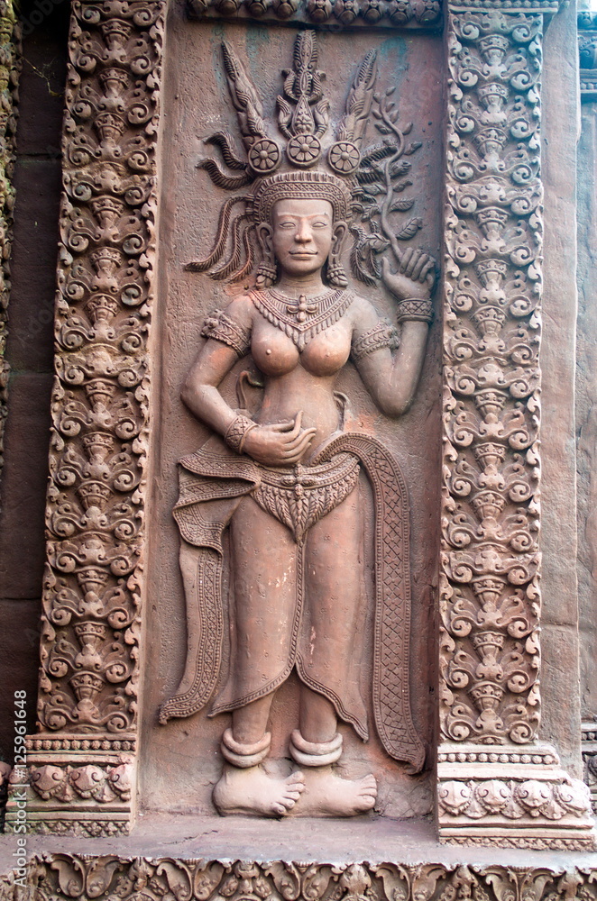 Stucco ancient. Stucco adorn ancient sanctuary. Huay Kaew temple in Lopburi, Thailand
