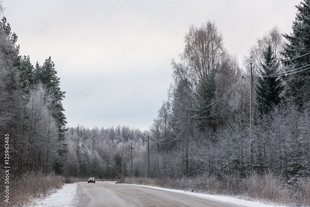 road on a cold winter day